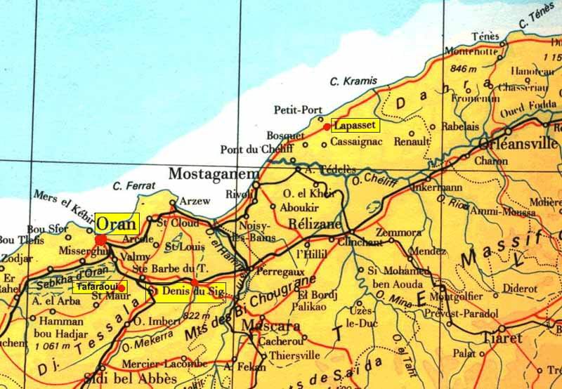 Carte de Lapasset en Algérie. Circa 1940.